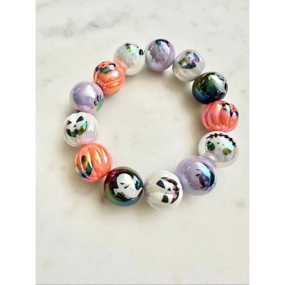 Halloween Beaded Bracelet Jack Skellington Pumpkin Ghost Spider